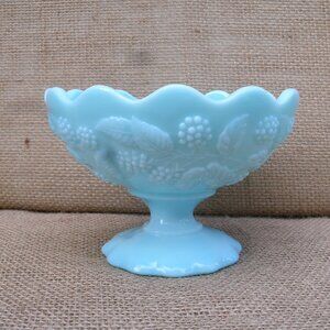 Vintage Fostoria Blue Milk Glass Berry Bowl